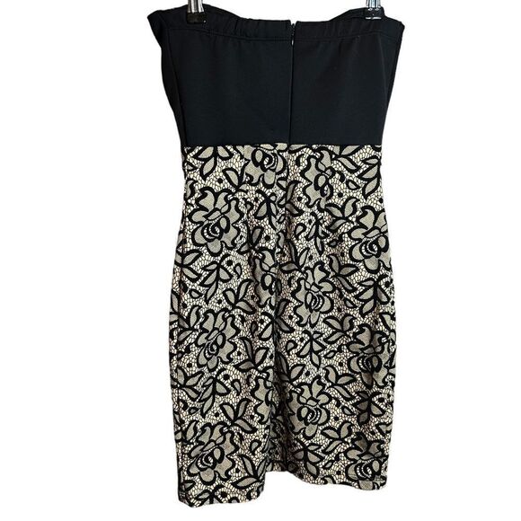 5 for $25🔥Papaya Tan & Black Floral Strapless Dress Juniors Size Small - Picture 2 of 9